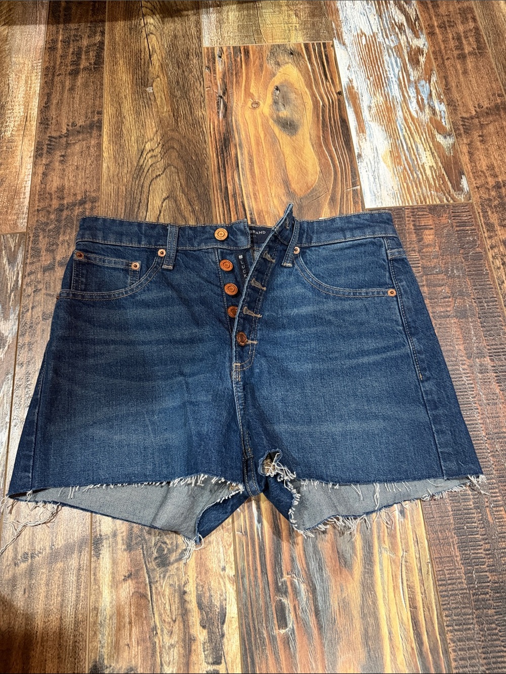 Lucky Brand Dark Indigo Button-Fly Cutoff Denim Shorts